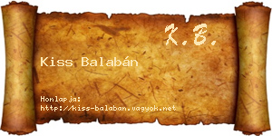 Kiss Balabán névjegykártya