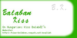 balaban kiss business card
